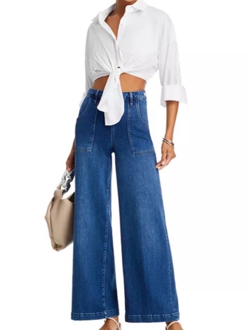 Frame Francois Wide Leg High Rise Jeans Size 27 Side Zip and Button Flat Front